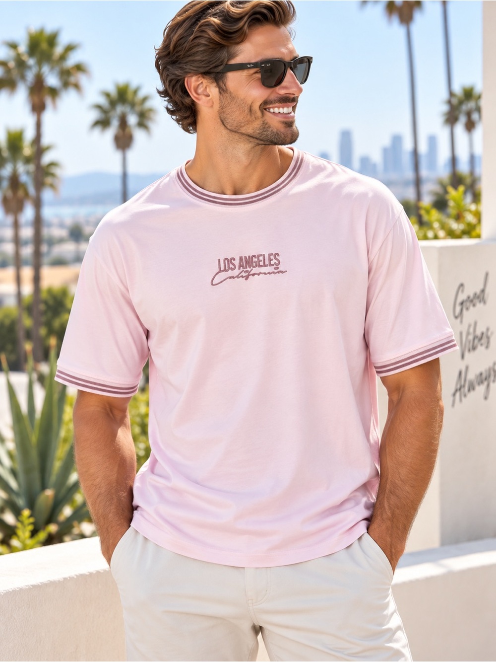 Public Supply NYC Los Angeles California T-Shirt Men's 2X Pink NWT #272